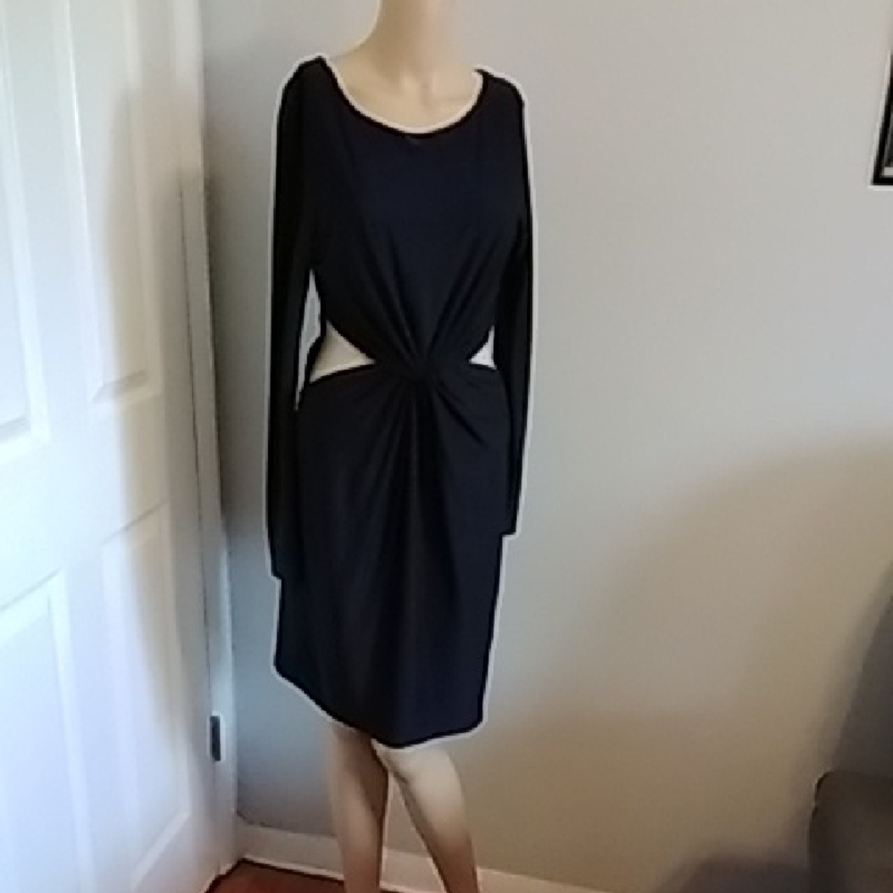 Missguided+ Navy Blue Long Sleeve Dress